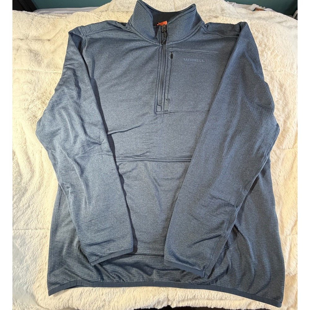 Merrell Men's Grid Fleece 1/4 Zip Long Sleeve Pullover Shirt-XXL